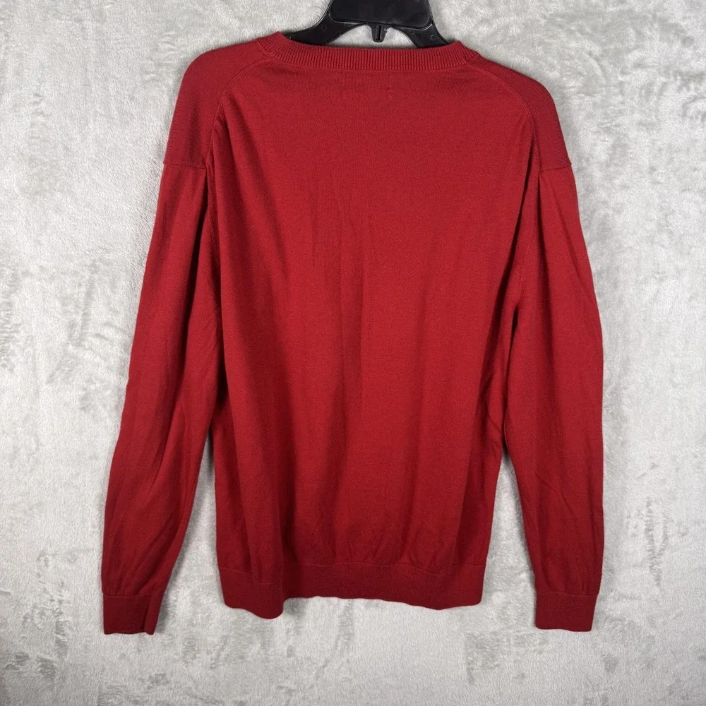 Nautica Sweater Mens 2XL‎ Red V Neck Pullover Luxury Performance Cotton Modal